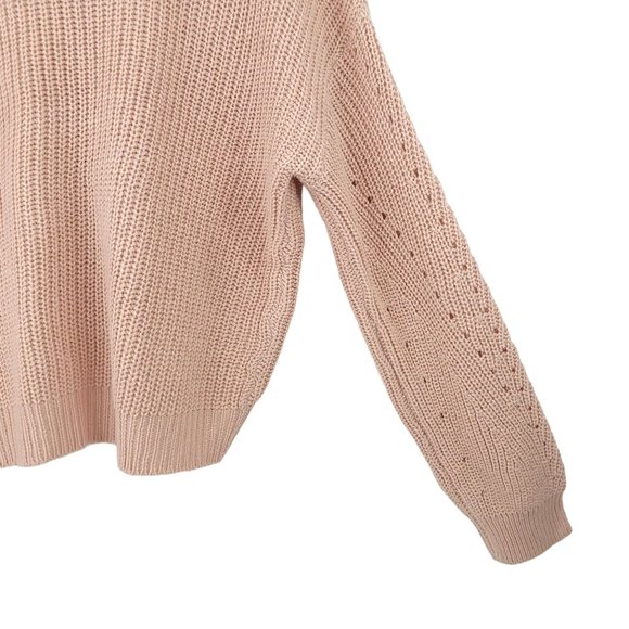 Poof Apparel Light Pink 3 Button Knit V Neck Cardigan Womens M Long Sleeve NEW - Picture 15 of 15